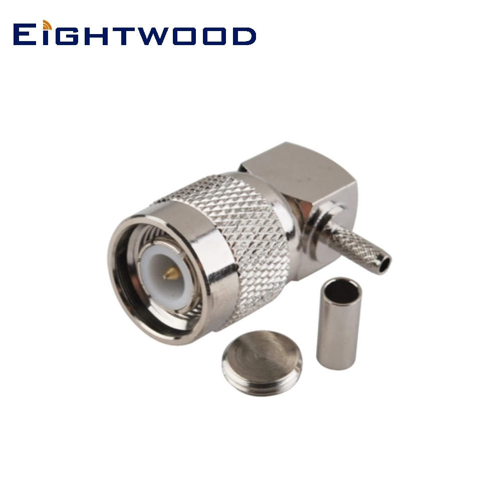 

Eightwood 5pcs TNC Crimp Plug Male RF Coaxial Connector Adapter Right Angle for LMR100 RG174 RG316 Cable