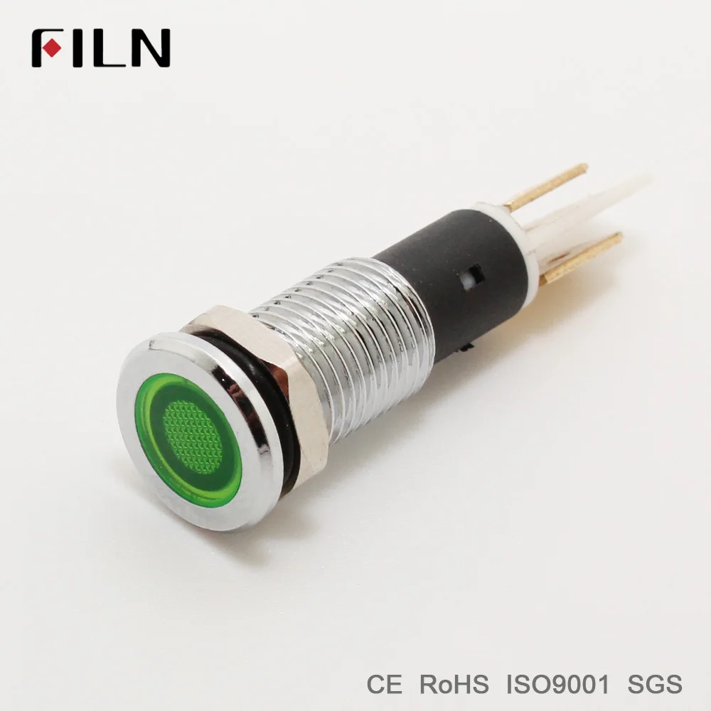 FILN metal pilot lamp indicator signal 10mm red yellow blue green white 12v 24v 110v led light