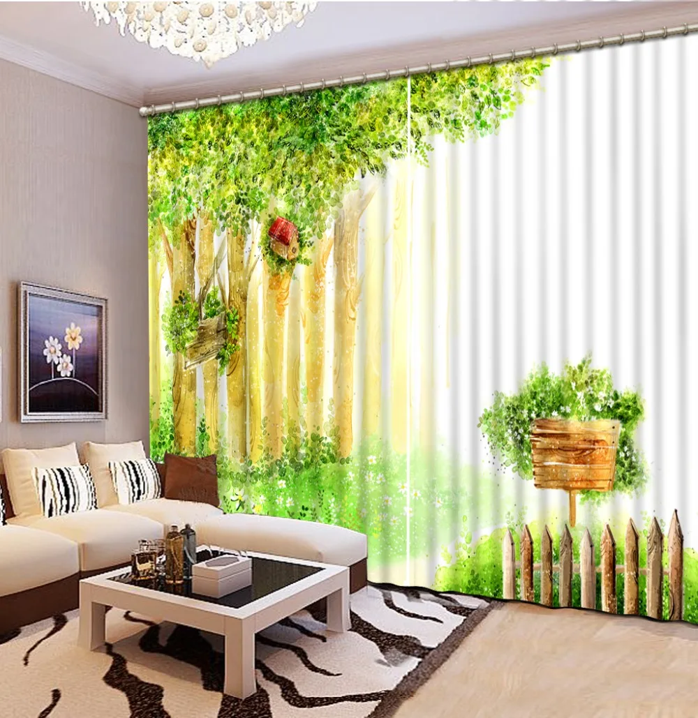 3D curtains window forest Living room bedroom decoration wedding luxury european curtains 3D curtains