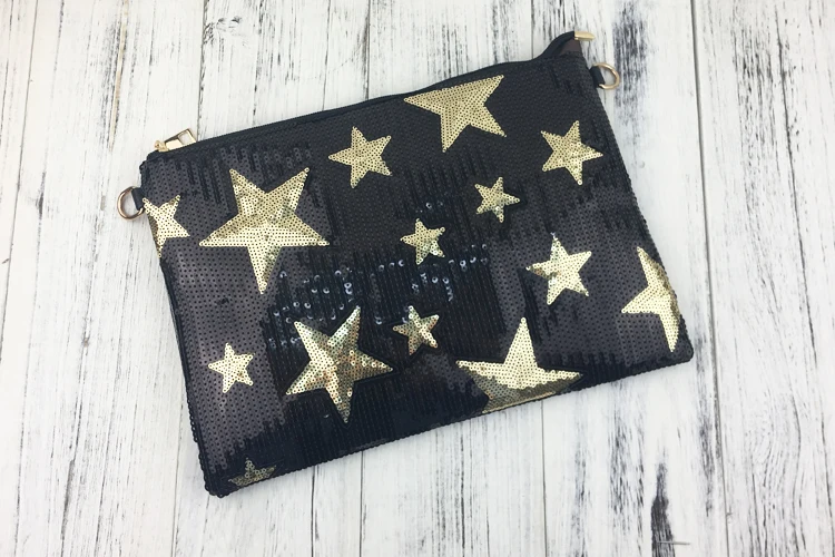 Nowe BlingBling modne cekiny gwiazda skóra ekologiczna z wzorem damska torebka kopertówka codzienna kopertówka damska torba crossbody kurierska