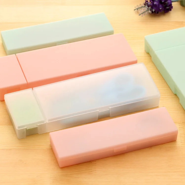 Cute Kawaii Transparent PP Plastic Pencil Case Lovely Pen Box For Kids Gift Office School Supplies stationery Materials