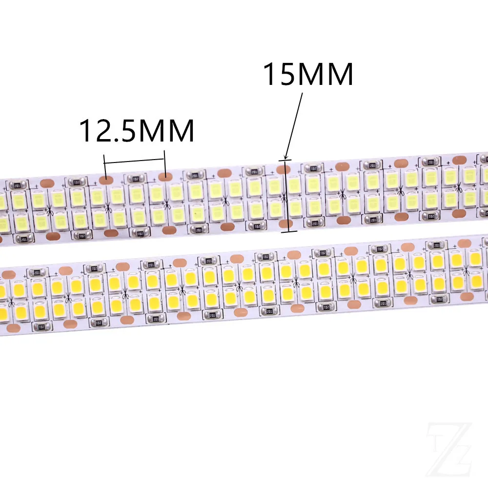 1/2/3/4/5M 240leds/m 480leds/M 12V 24V 2835 LED Strip tape light double row IP20  White/Warm White 1200led/5m 2400leds/5m