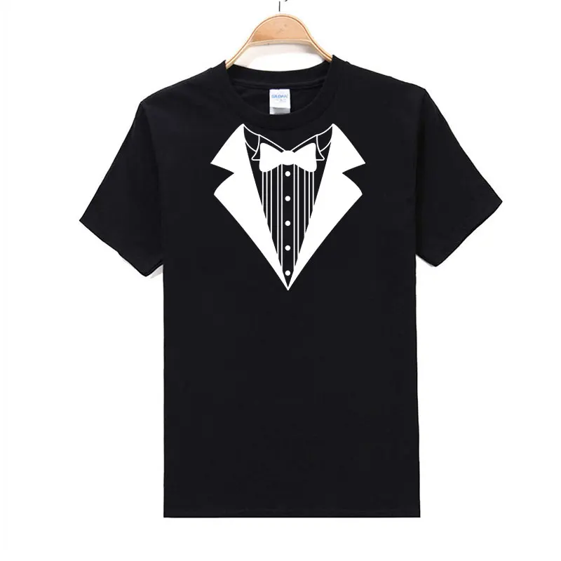 2019 new summer brand t-shirt Tuxedo cotton tops tees men short sleeve  Casual Breathable  Clothing Plus Size