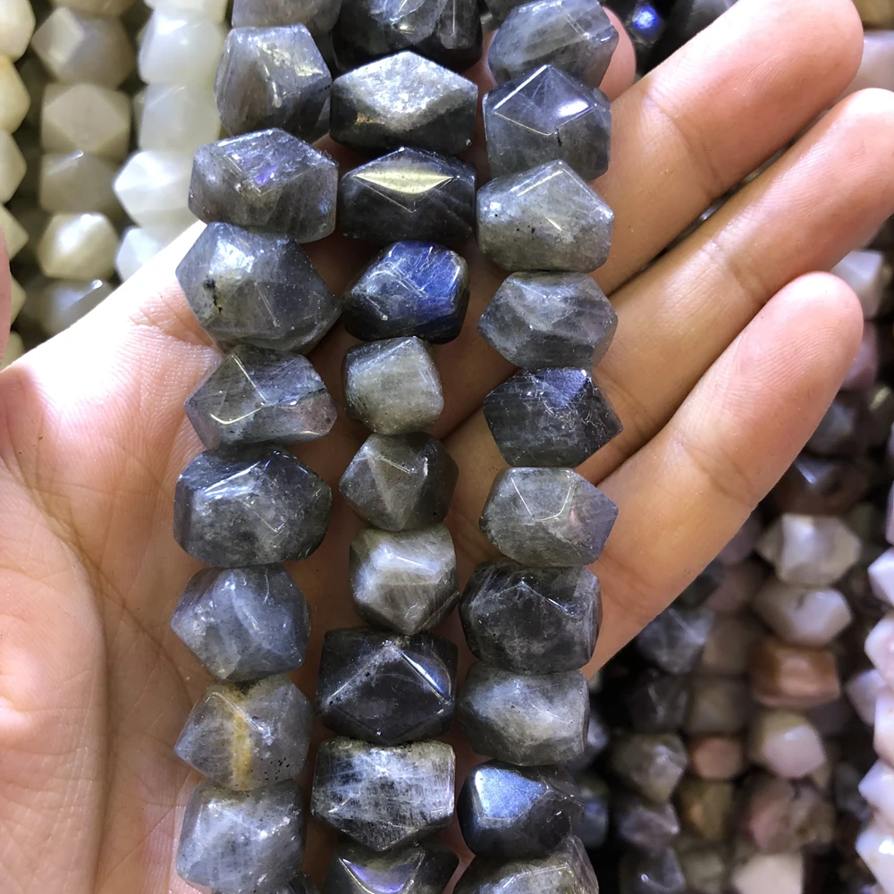 Wholesale 2strings Natural Faceted Labradorite Gem Stone Nugget Beads,Genuine Gem Jewelry Making Beads,15.5