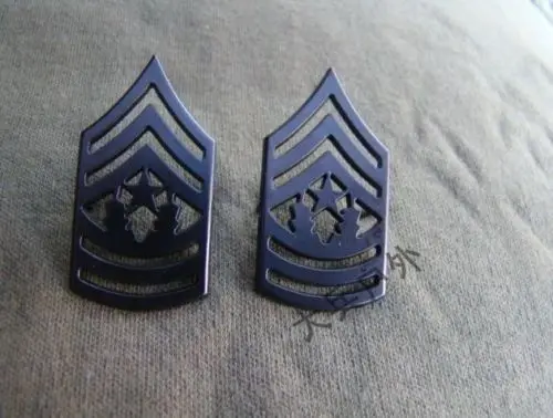 

PAIR OF US USMC MARINE CORPS SERGEANT MAJOR RANK METAL BADGE PIN BLACK