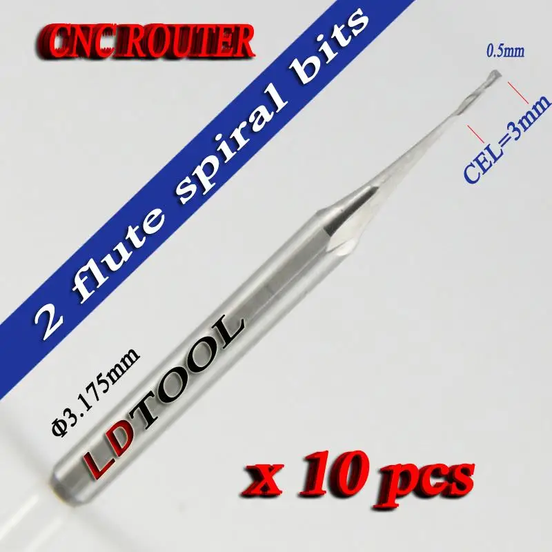 

10pcs 0.8mm Shank Cutter 2 Flute Carbide Spiral End Mills Router Bit 3mm CEL 2lx3.0803