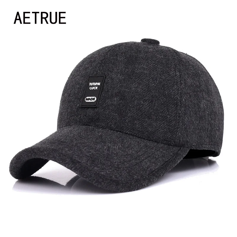 AETRUE Snapback Men Baseball Cap Dad Hats For Men Brand Bone homme Earflaps Gorras Casquette Chapeau Thicken Cap Warm Winter Hat