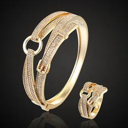 2018 New Year Women Couple Jewelry Fashion Women's Cubic zircon Bangle&bangle Belt Cuff Bracelet Bridal Accessory