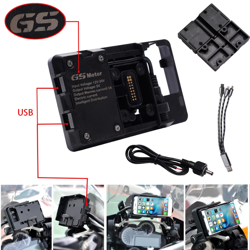 USB Mobile Phone Motorcycle Navigation Bracket USB Charging Support For R1200GS F800GS ADV F700GS R1250GS CRF 1000L F850GS F750G