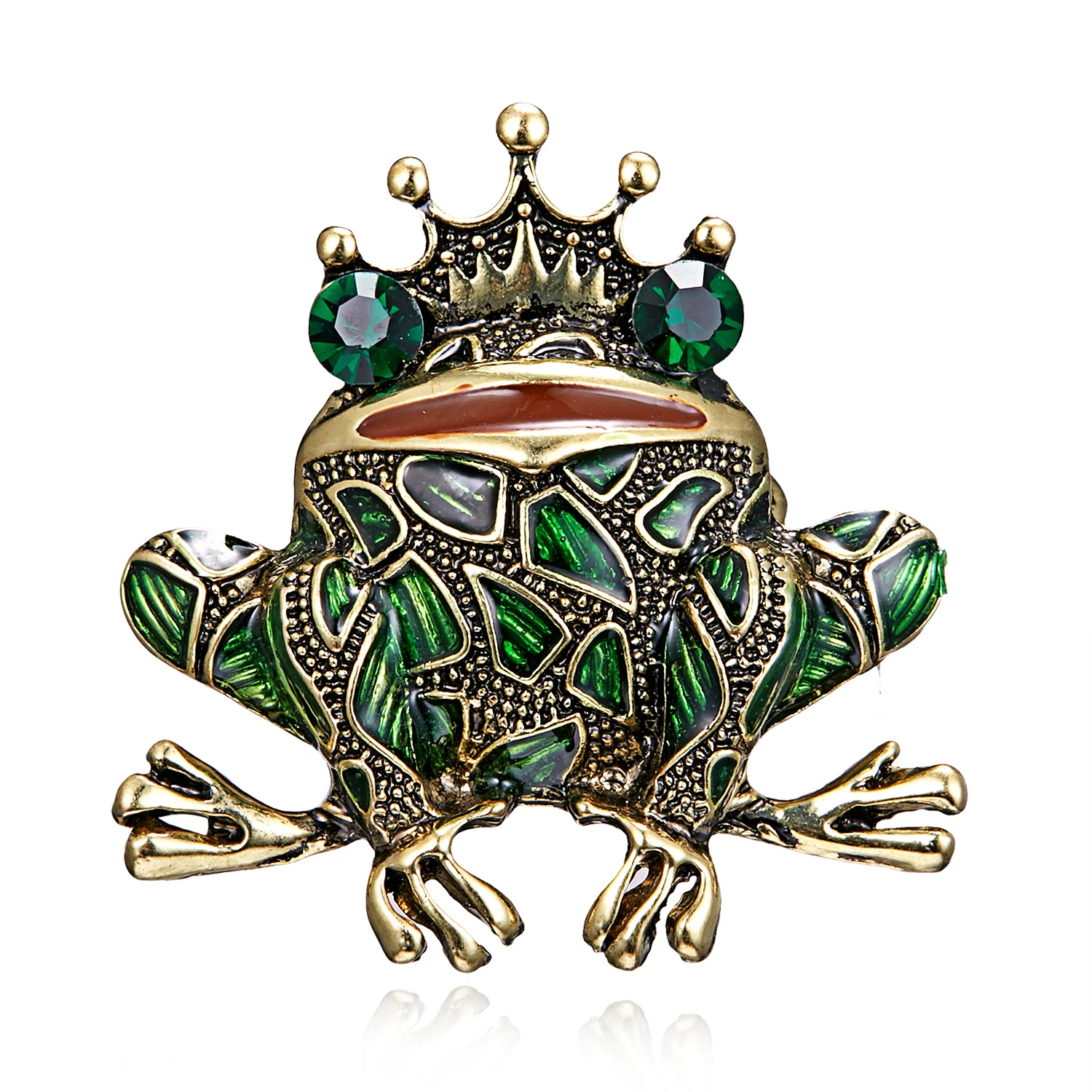 Rinhoo Crystal Frog Brooches for Women Green Color Animal Brooch Pin Luxury Vintage Jewelry Coat Accessories Bijouterie FrogKing