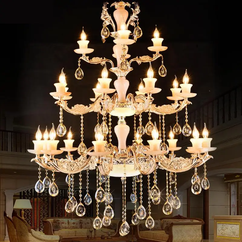 

Suspension star hotel lighting chandelier crystal chandeliers modern big Jade lamps lustres living room luxury led luminaria