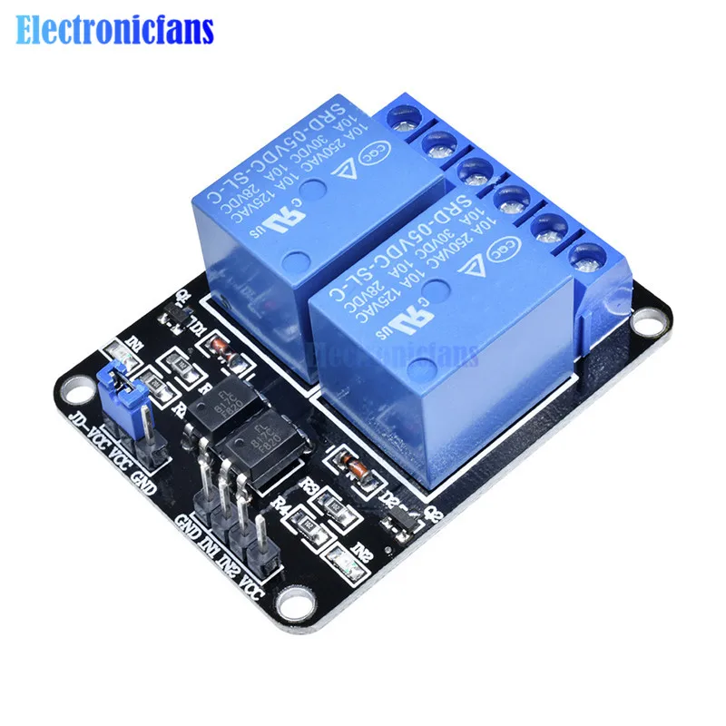 5V 2-Kanaals 2 Kanaals Relais Module Shiled Relais Uitbreidingskaart Lage Niveau Geactiveerd 2-Weg Relais module Voor Arduino Arm Pic Avr