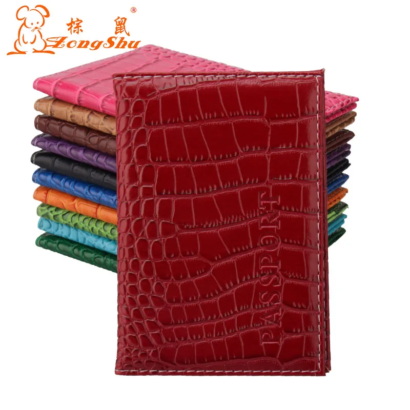 Zongshu brand Russian popular crocodile line passport holder case international  standard size PU leather travel passport cover