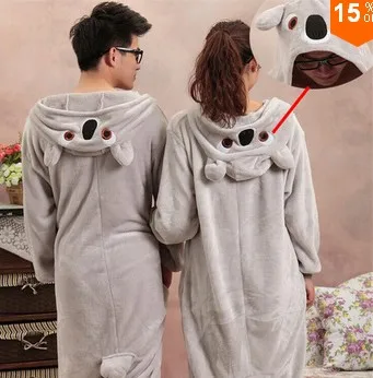 HKSNG Kigurumi الكبار الشتاء الأزرق الرمادي كوالا التميمة فوتي الكل في واحد عيد الميلاد منامة نيسيس للجنسين هالوين زي البيجامات #4