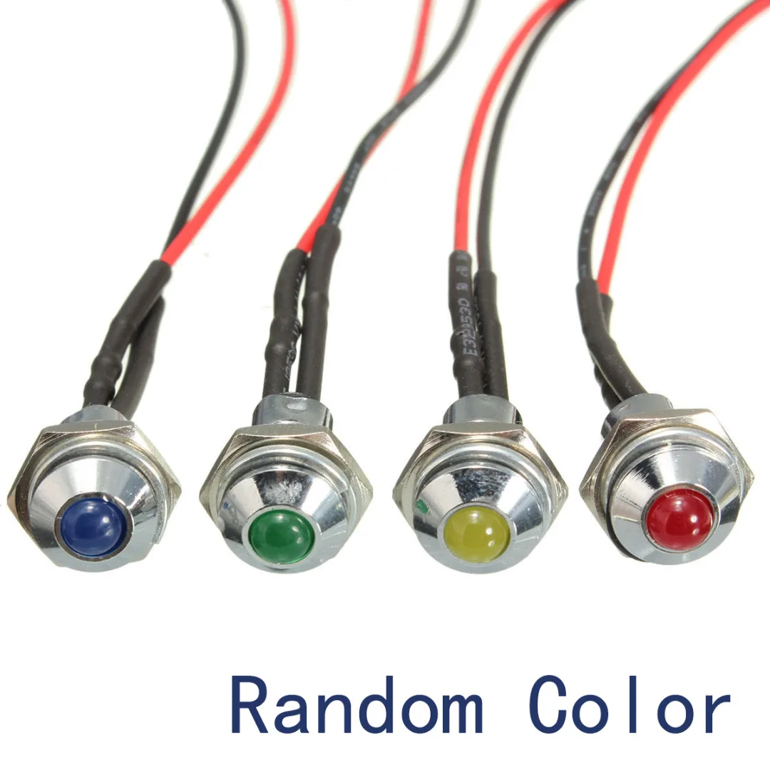 JX-LCLYL 1pc 12V 8mm Metal Waterproof Car Truck LED Indicator Pilot Dash Light Lamp