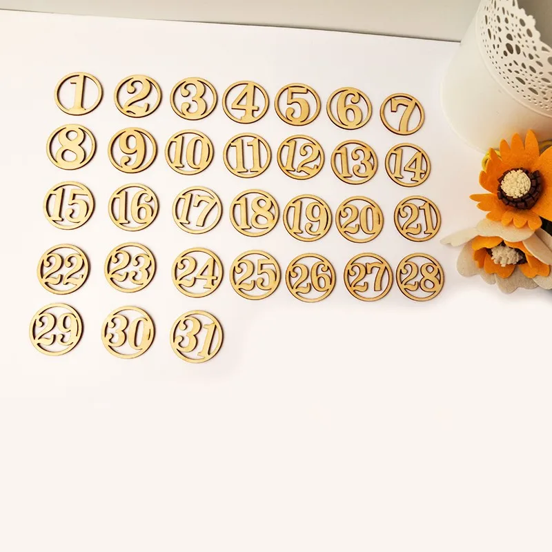 1 Set Natural Wood Numbers 1-25 / 1-31 Round Wood Slices Handmade Crafts For Scrapbooking Home Decoration Math Education Letter