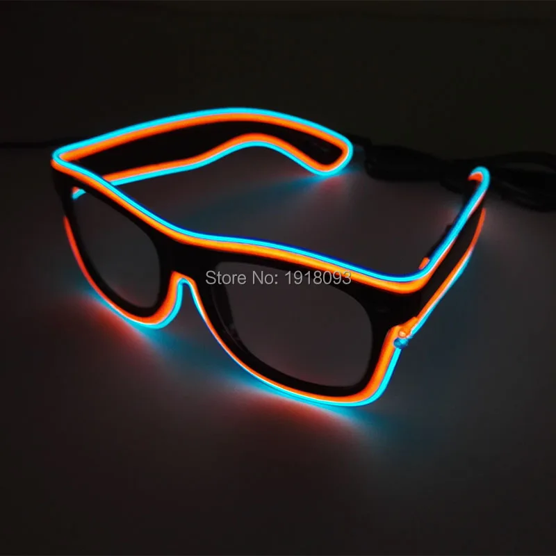 DC-3V Sound activated 5Pieces EL Glasses Double Color Night fluorescent Glasses Dance Party Favors Holiday Lighting Supplies