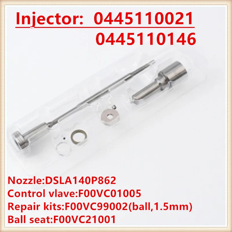 injections 0445110021 0445110146 diesel injector repair kits F00VC01005 DSLA140P862 Nozzle,Valve,Sealing ring,Ball, Ball seat