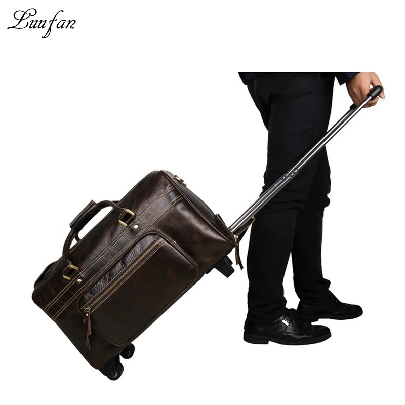 Men\'s genuine leather trolley case 18\