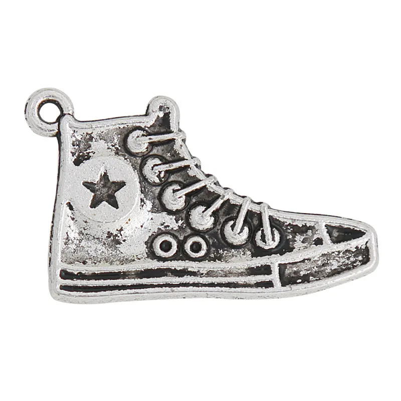 

RAINXTAR New Alloy Sneaker Shape Pendant Charms For Runner Vintage Sport Charms 30*20mm 10pcs AAC1295