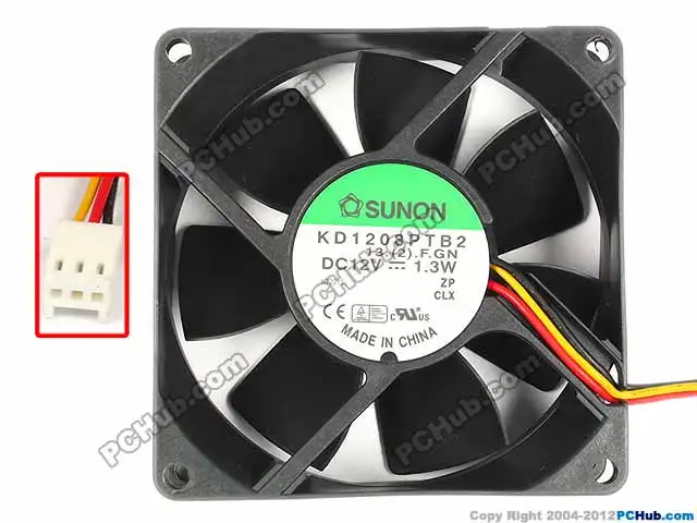 

SUNON KD1208PTB2 13.(2).F.GN Server Cooling Fan DC 12V 1.3W 80x80x25mm 3-Wire