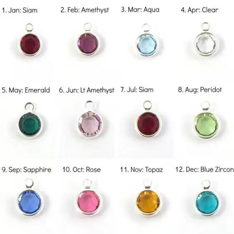 Juya 30pcs/lot Wholesale 12 Colors Cz Rhinestone Birthstone Charms Pendant For Handamde Pendant Birthday Jewelry Making Supplies