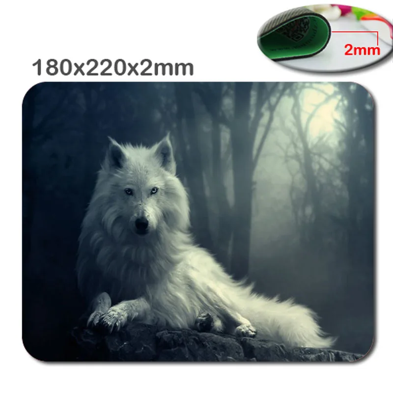 Wolf  Customized Rectangle Non-Slip Rubber 3D f ast printing gaming rubber durable notebook mouse pad size is 180mmx220mmx2mm