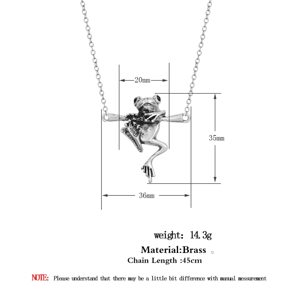 Wholesale Antique Baby Frog on a Branch Animal Unique Necklaces & Pendant For Women Men Antique Retro Brand Jewelry Homme Bijoux