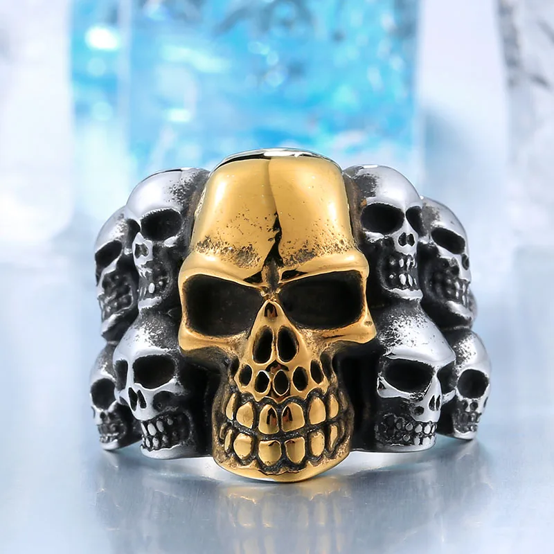 BEIER Fashion Stainless Steel Man\'s Rings From China Biker Punk Lots Of Skull Jewerly BR8-079