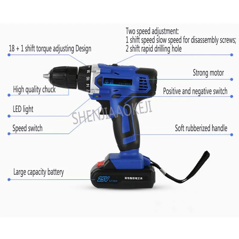 25 V 充電ドリル 32N. M リチウム電池充電式ハンドドリル電動ドライバーツール電動ドライバーねじりドリル