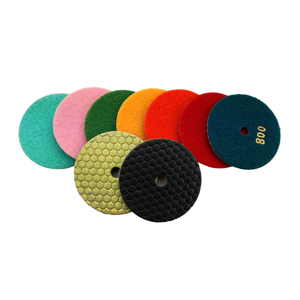 RIJILEI 10 Pcs/Lot 4 Inch Dry Polishing Pad 100 MM Marble Diamond Polishing Pads Use For Granite Floor