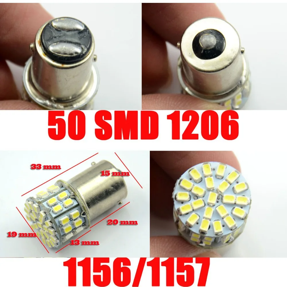 AutoEC 1156 50 SMD 1206 1157 BA15S BAY15D P21W P21/5W 3020 LED Autolamp Car Parking Brake Turn Signal Light Lamp Bulb 100x #LF02