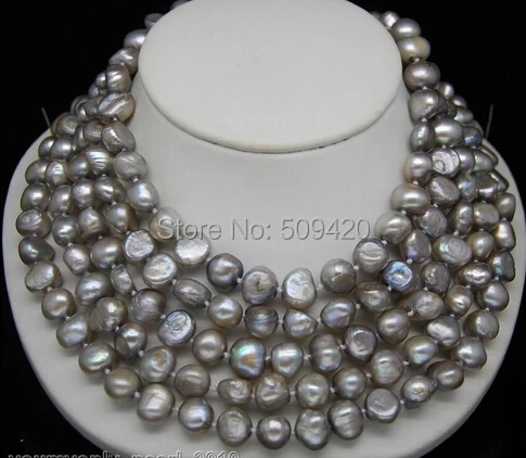 

Free Shipping Excellent 9mm baroque pearl jewelry Necklace 100" Long