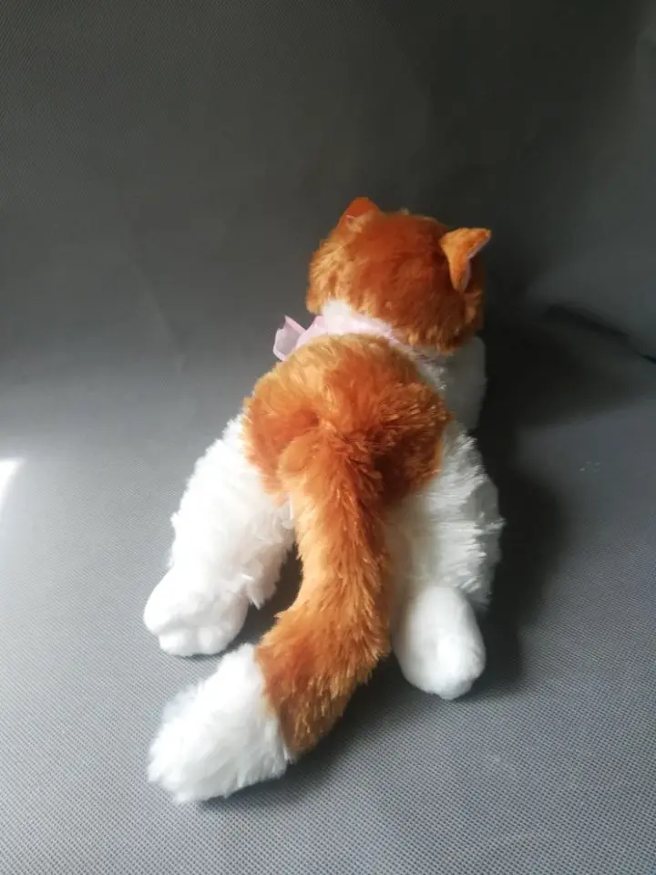 Cerca de 40cm brinquedo da vida real deitado gato amarelo brinquedo de pelúcia macio boneca brinquedo do bebê presente aniversário h2378