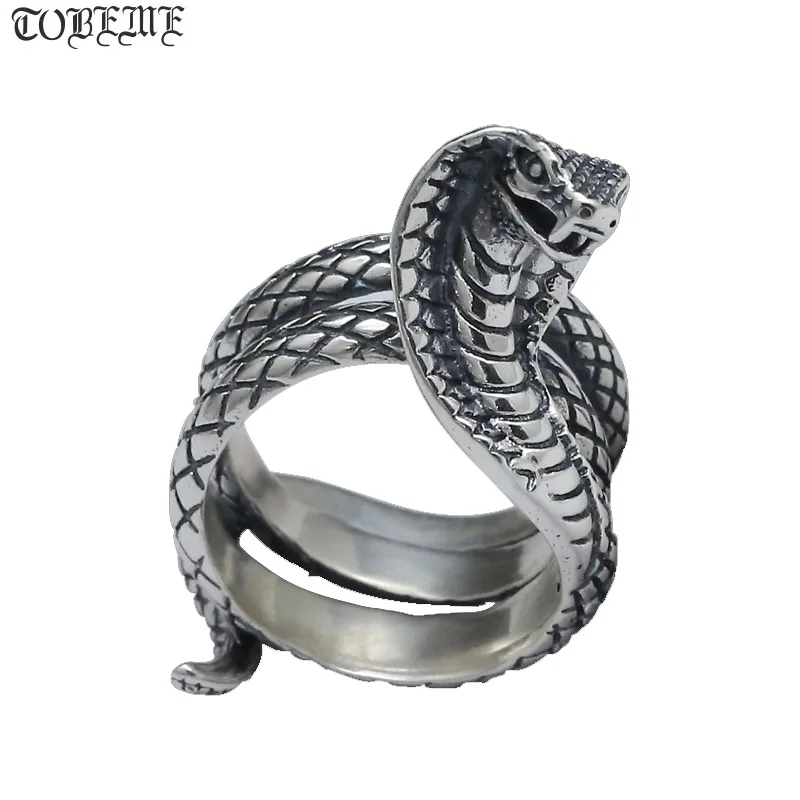 

Handcrafted 100% 925 Silver Snake Ring Real Vintage 925 Sterling Man Ring Pure Silver Hip-hop Jewelry Surpent Ring Resizable