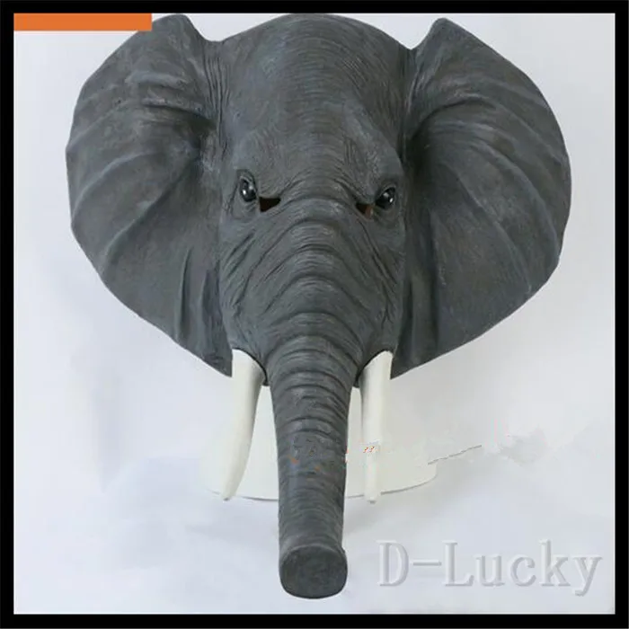 Halloween Props Adult Elephant Masks Animal Full Latex Mask Masquerade Birthday Party Rubber Silicone Face Mask Fancy Dress Toys