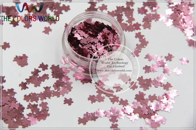 Solvent Resistant Solid Pink Red  Color Turtle Animal  Shape Glitter  for Nail Polish and DIY decoration 1Pack =50g