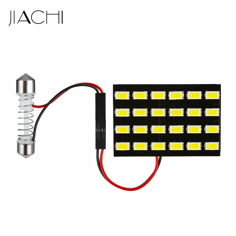 JIACHI 100PCS Car Automobile SMD Led Bulb Replacement Lamp Interior Dome Reading Map Light Festoon C5W T10 BA9S 3 Adapters White