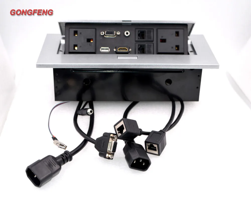 

Hot Sale New K514 Multimedia Desktop UK Standard Power Jack HI Free Connection Box Office Conference Table Socket Wholesale