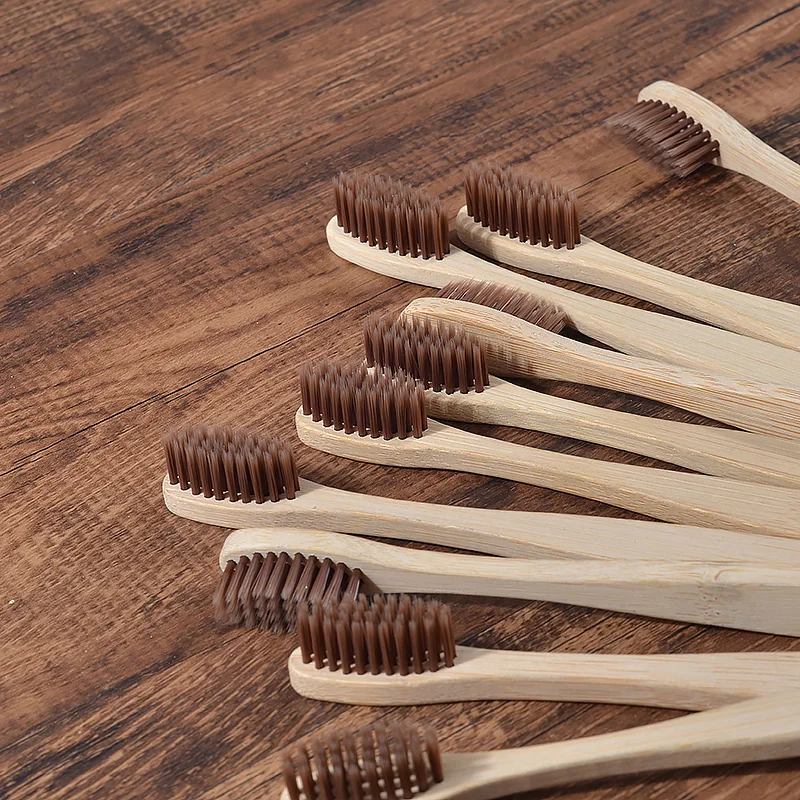 10Pcs Bamboo Toothbrush Eco Friendly Wooden Tooth Brush BPA Free Soft Bristle Tip Charcoal Adults Oral Care Toothbrushes