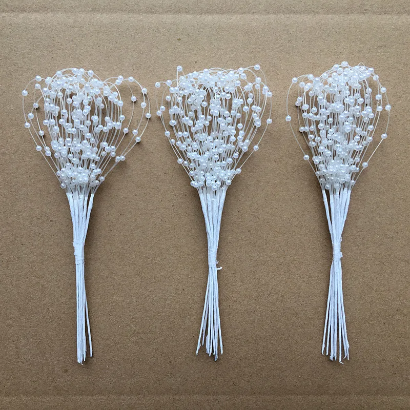 200pcs Multicolor Creative Beads Bridal Bouquets White Pearl Beaded Handmade Wedding Decoration Applied