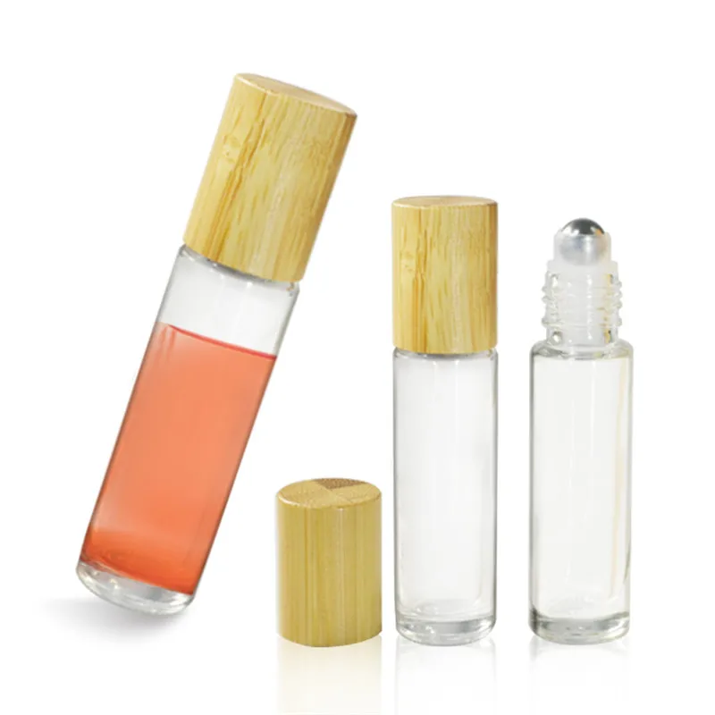 

1000pcs * 10ml Empty new products 5ml 10ml 15ml empty clear glass roll on bottle with bamboo cover for perfume packaging