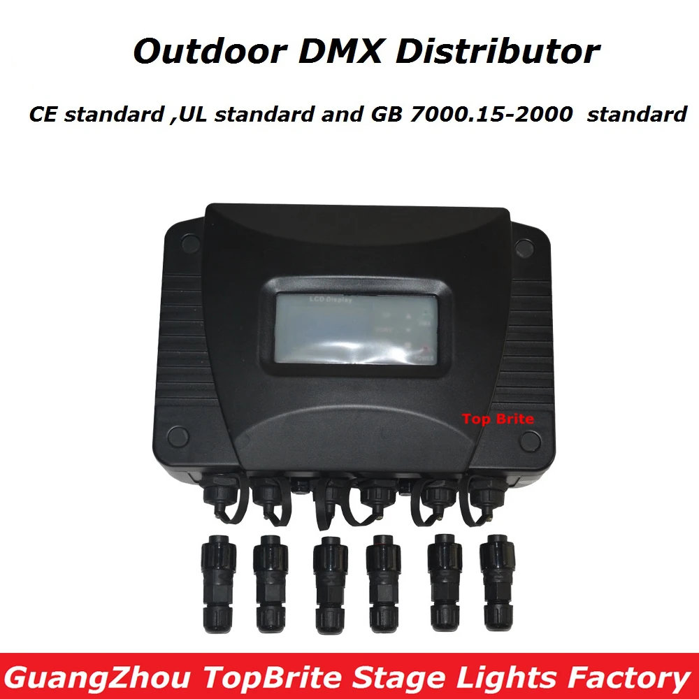 

Outdoor Waterproof DMX Distritutor DMX512 Splitter Light Signal Amplifier Splitter 4 Way Output Distributor For Stage Equipments