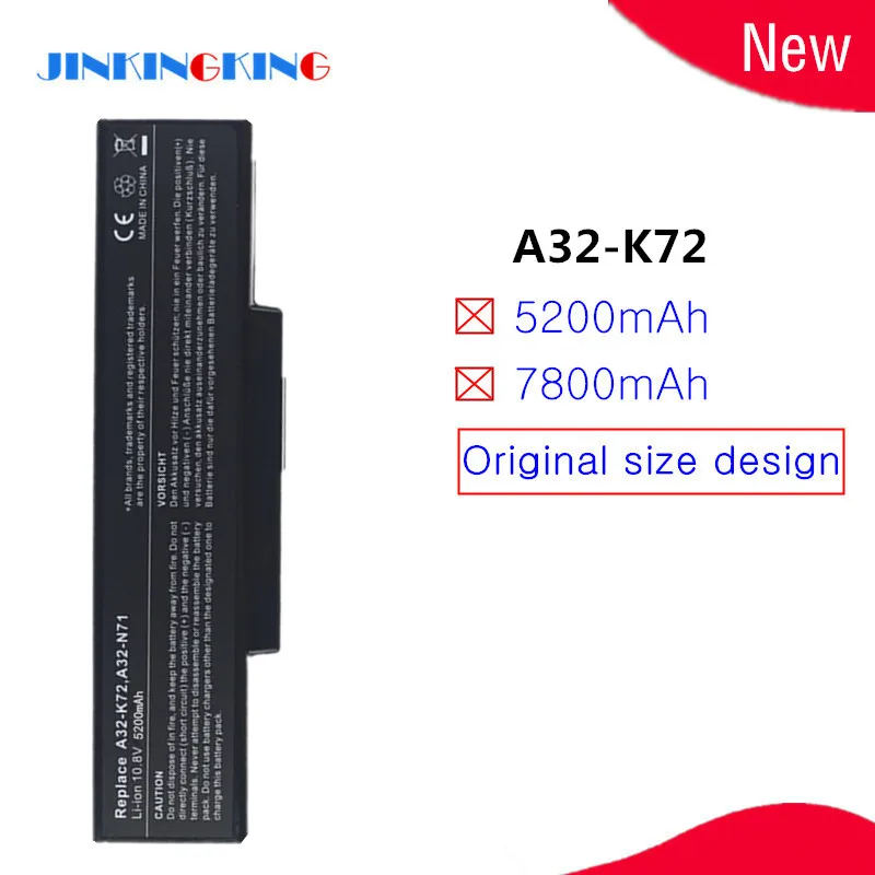 

New Laptop A32-K72 battery for Asus N71V N71YI N73 N73F N73G N73J N73JF N73Q N73S X77 X77J X77JA X77V X77VG 70-NXH1B1000Z