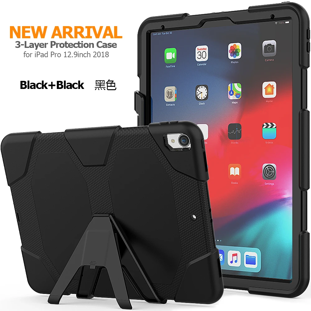 Children safe silicone PC hard back cover for for Apple New ipad pro 12.9 2018 Tablet 2 in 1 Hybrid case shockproof shell + pen