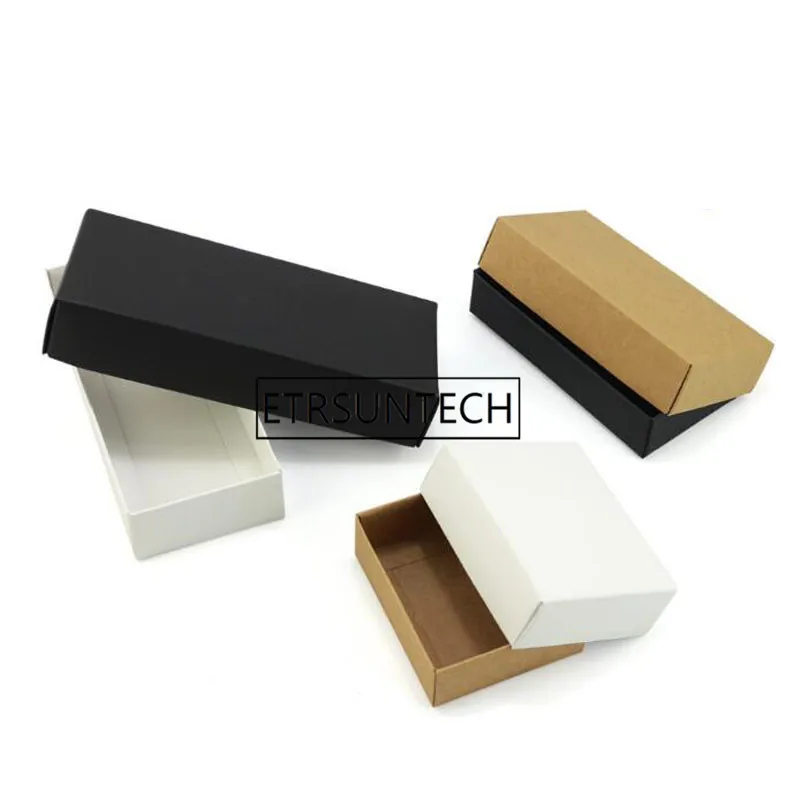 150pcs 15*15*4.5cm White Black Kraft Paper Box With Lid Small Craft Case Gift Packaging Box