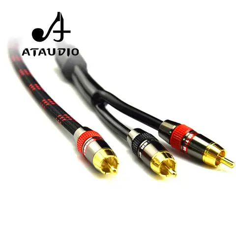 ATAUDIO HIFI 단일 RCA-듀얼 RCA 서브우퍼 오디오 케이블 순수 구리 1개 서브-2 분배기 Y RCA 케이블