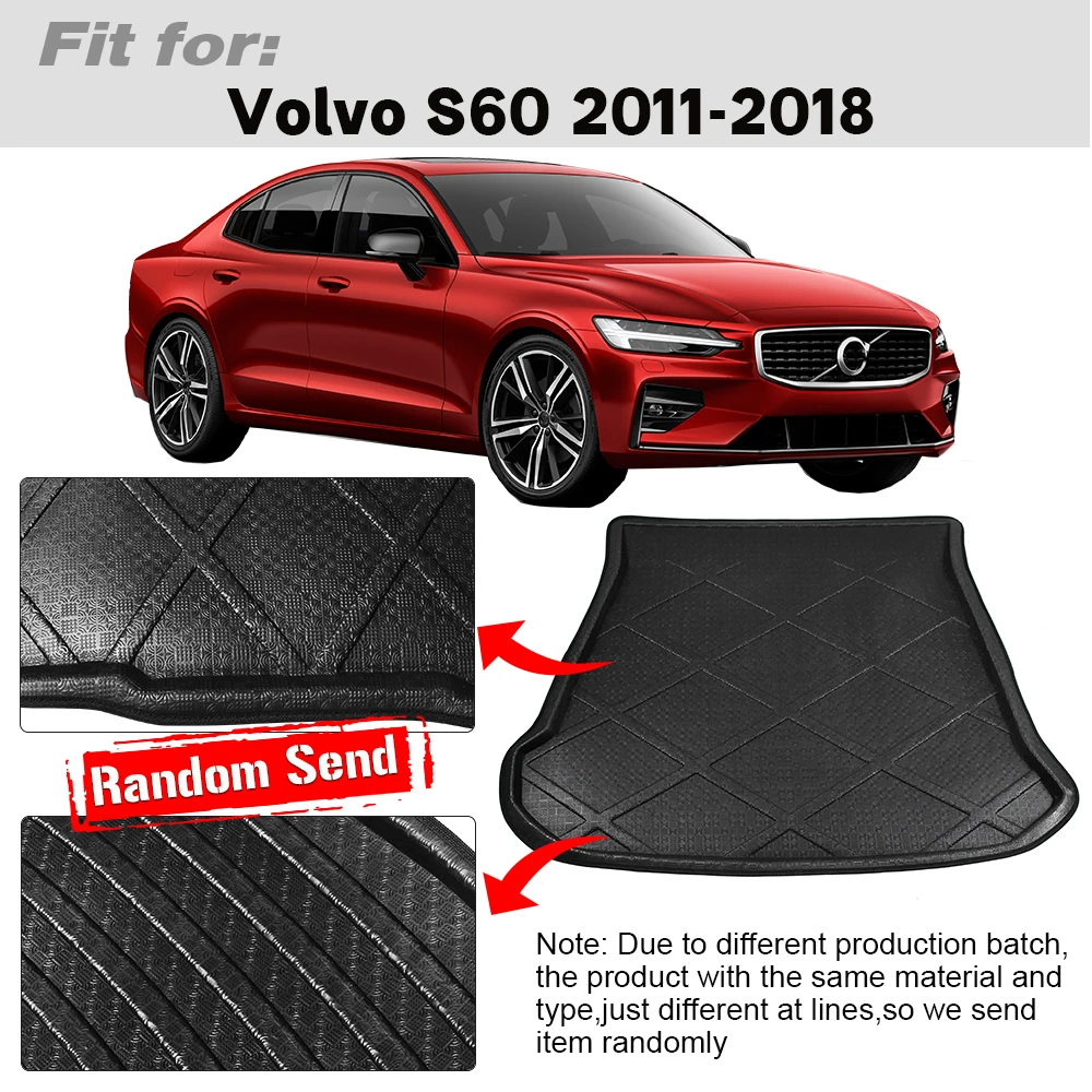 Buildreamen2 For Volvo S60 Car Rear Trunk Mat Boot Tray Liner Floor Cargo Mud Carpet 2011 2012 2013 2014 2015 2016 2017 2018