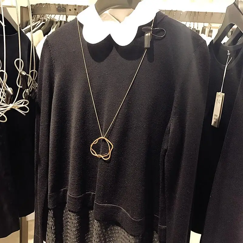 

Cos HM H&M contracted Europe and the United States temperament joker minimalism rose golden ball long short necklace Sweater cha