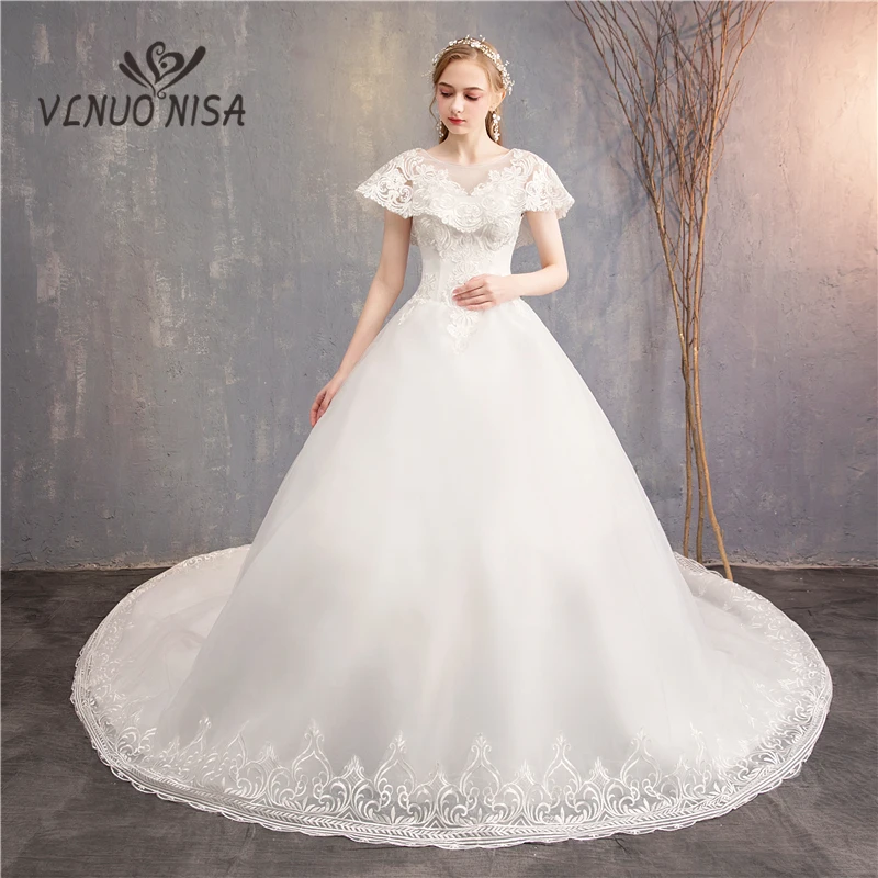 Ball Gown Wedding Dress VLNUO NISA High Grade Royal Train Lace Appliques Sequin Bridal Dress Vestido De Novias In Stock 20